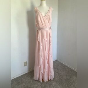 Vera Wang White Collection Blush Pink Chiffon Ruffle Gown Women’s Size 20 Formal